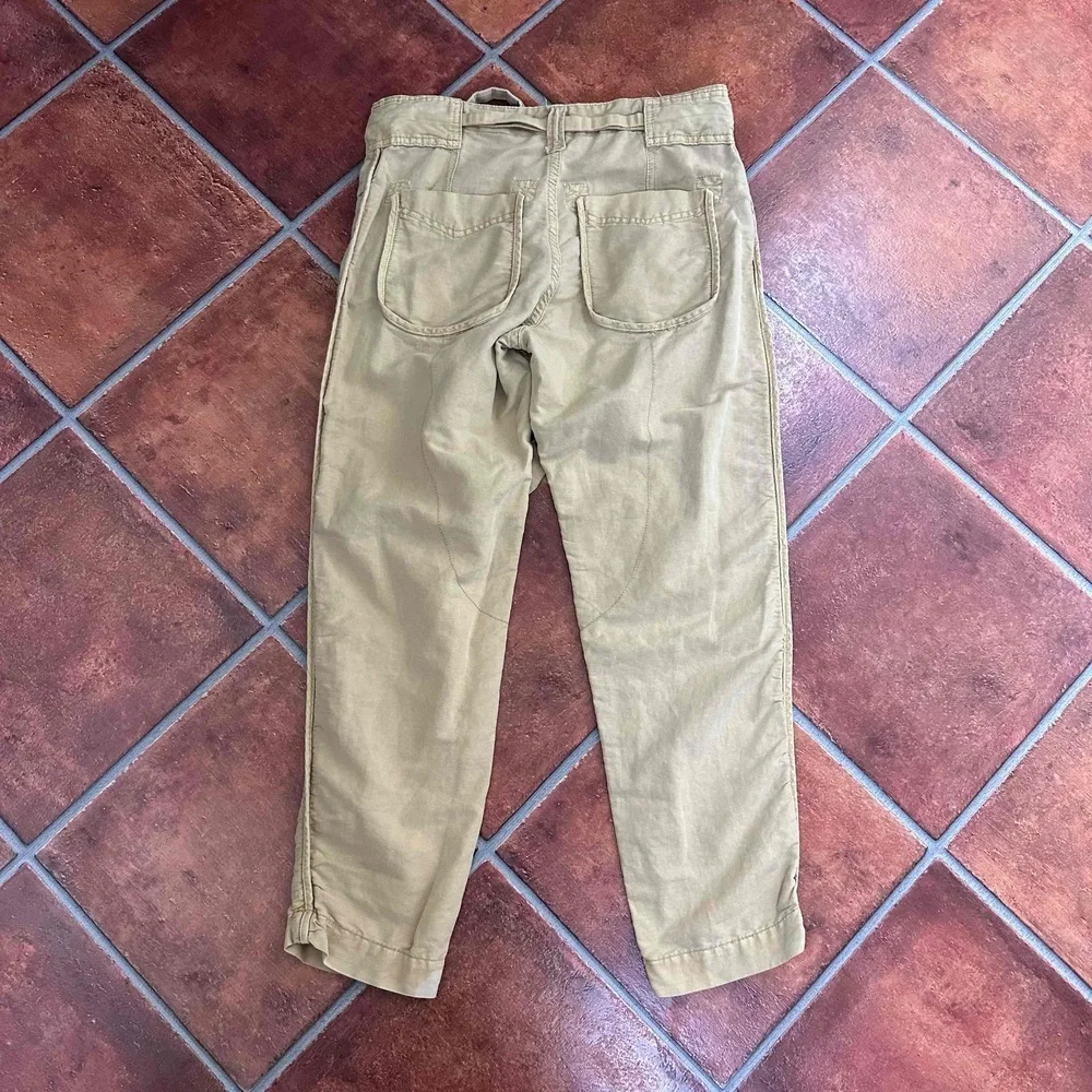 Free People Beige Drawstring Waist Button Closure Casual Pants Size Small